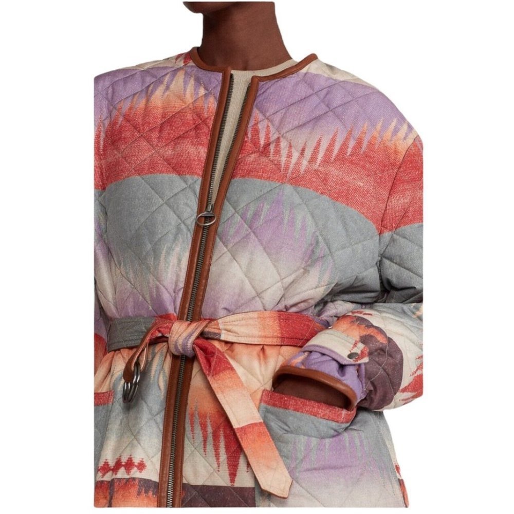 Women Polo Ralph Lauren Tricot Quilted Bomber Jacket With Genuine Leather Small - Picture 2 of 12